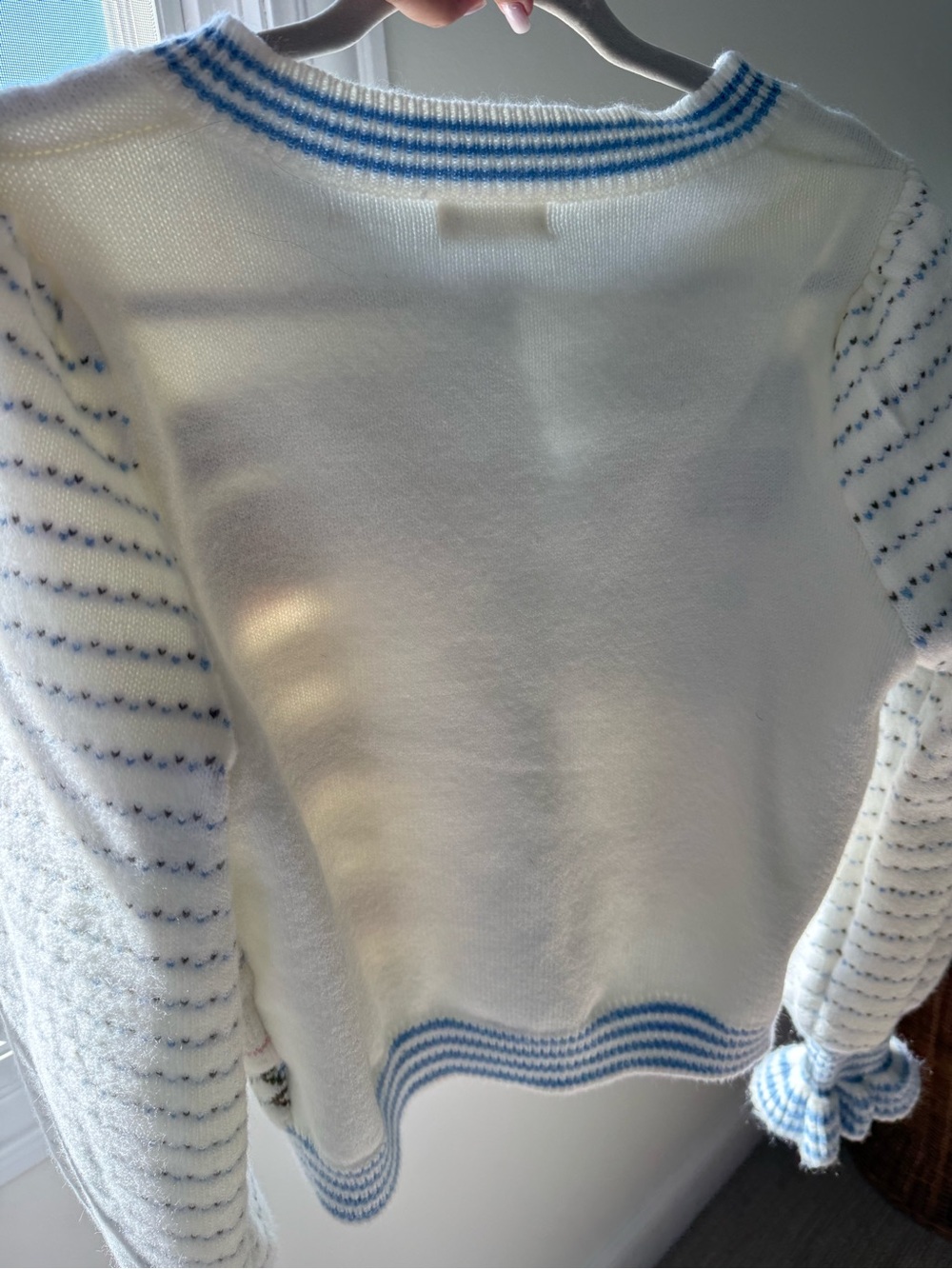 For Love Ball White & Light Blue Floral Knit Cardigan - Picture 3 of 6